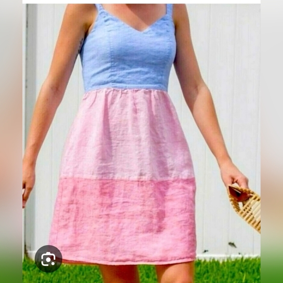 C&C California Dresses & Skirts - Colorblock Linen Sundress in Blue and Pink